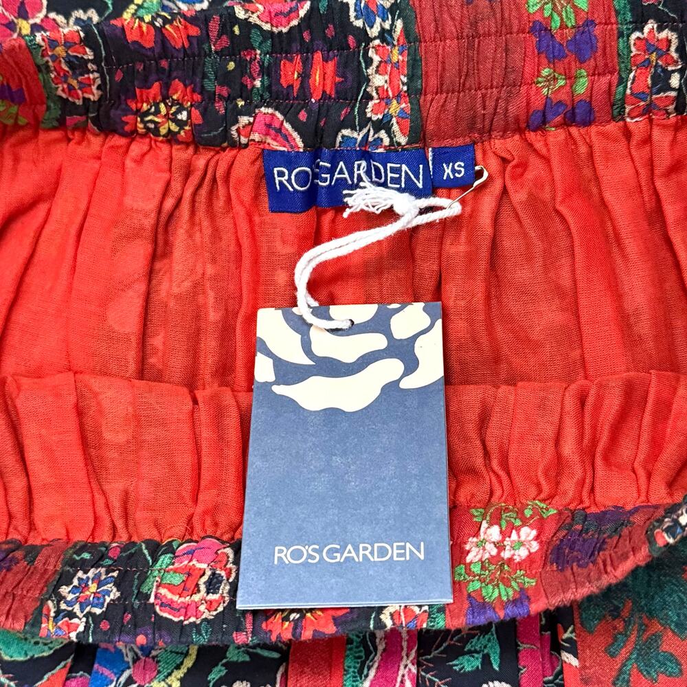 NWT Ro's Garden Jimena Midi Boho Floral Colorful Artsy Gypsy Skirt Yeshi Red XS - Picture 5 of 5